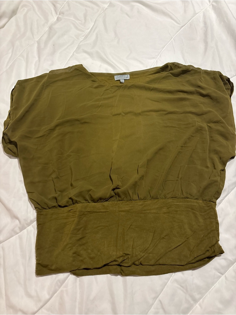 Joseph A Olive Blouson Short Sleeve Top XL